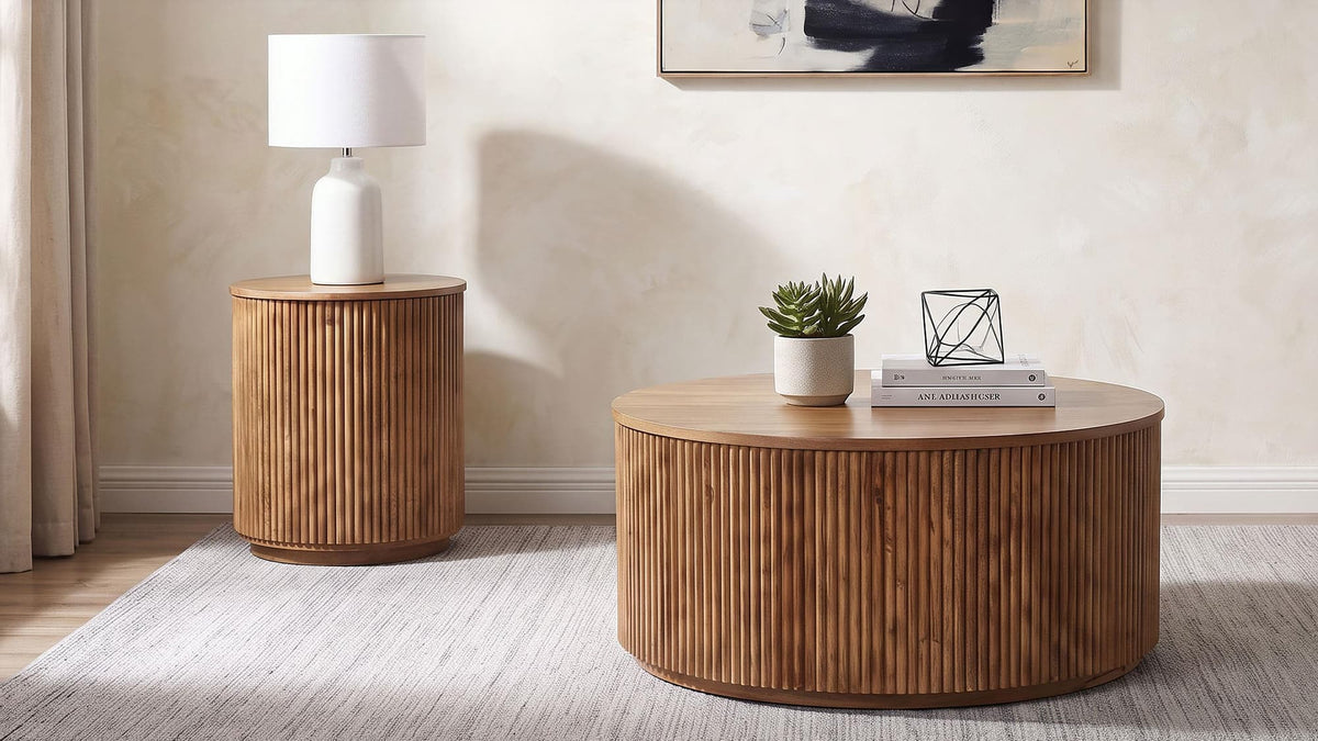 Coffey Round Mango Wood Coffee Table Light Brown — product image 6