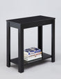 Pierce Black Chairside Coffee Table solid wood top angled view