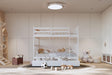 White solid wood twin over twin bunk beds with trundle - front view