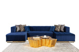 Amelia Navy Velvet Double Chaise Sectional - Ella Furniture