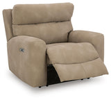Next-Gen Durapella Sand Microfiber Power Recliner — angled view