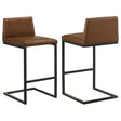 Vardon Dark Brown Genuine Leather Bar Stool Set of 2 — product view