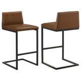 Vardon Dark Brown Genuine Leather Bar Stool Set of 2 — product view
