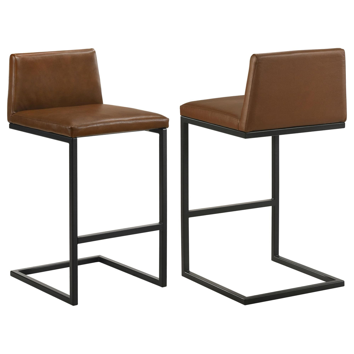 Vardon Dark Brown Genuine Leather Bar Stool Set of 2 — product view