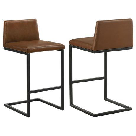 Vardon Dark Brown Genuine Leather Bar Stool Set of 2 — product view