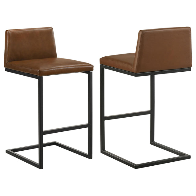 Vardon Dark Brown Genuine Leather Bar Stool Set of 2 — product view