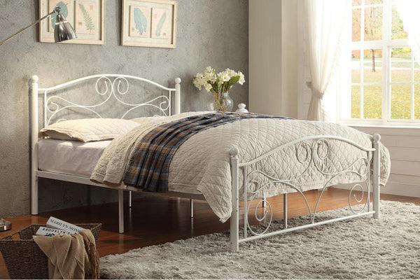 Pallina White Metal Full Platform Bed details