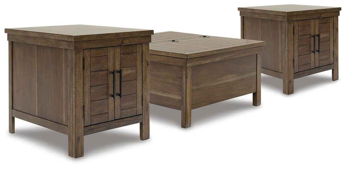 Moriville Grayish Brown Coffee Table with 2 End Tables — product image 2