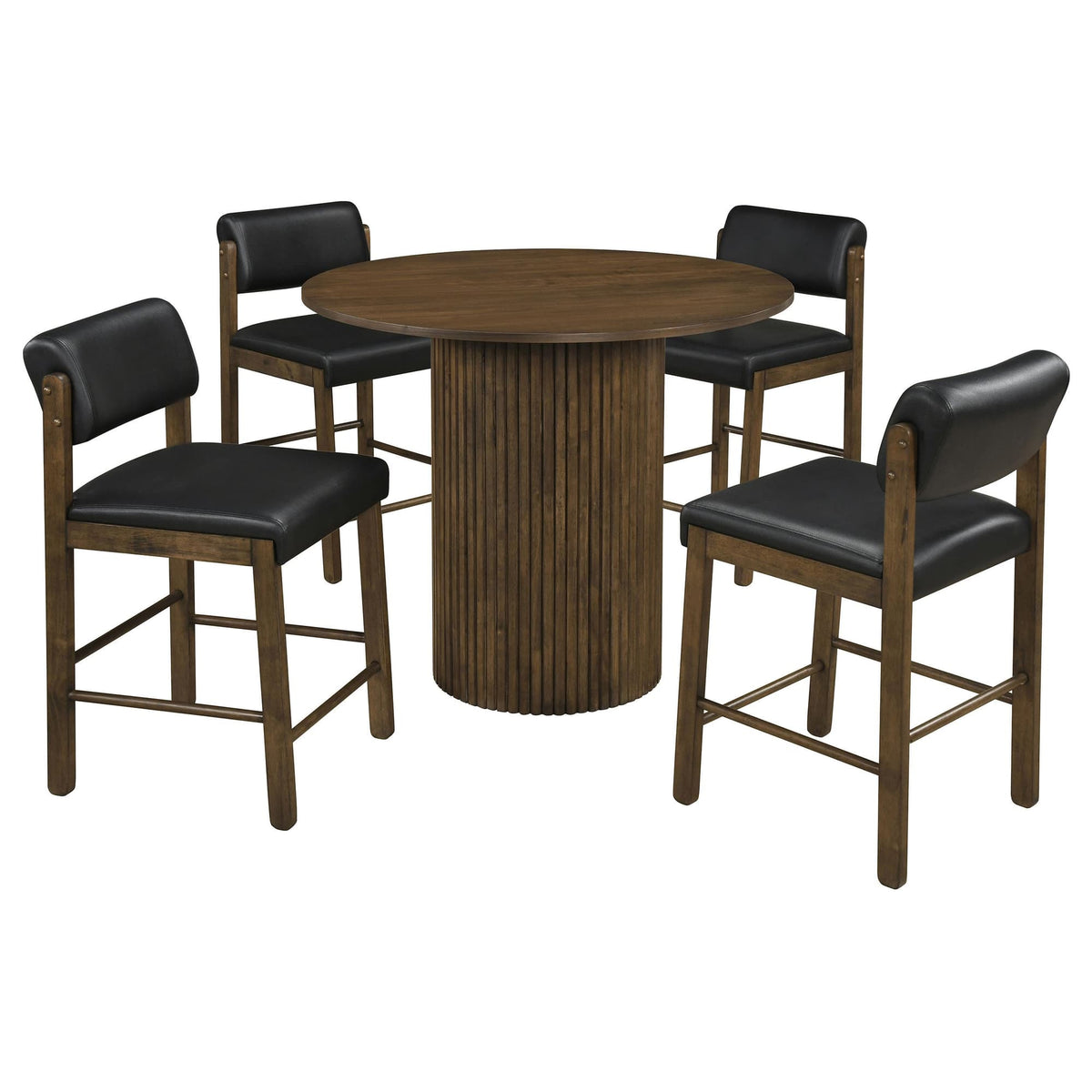 Hamlyn 5-piece Round Wood Counter Height Dining Set Black and Walnut — product image 2