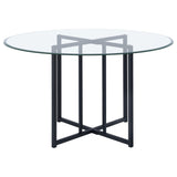 Pace 48-inch Round Glass Top Dining Table Matte Black — product image 2