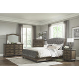 Rachelle Gray Velvet Tufted Queen Sleigh Bed full view