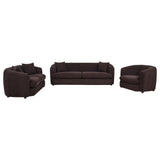 Delroy 3-Piece Stationary Sofa Set in Aubergine Polyester — product view