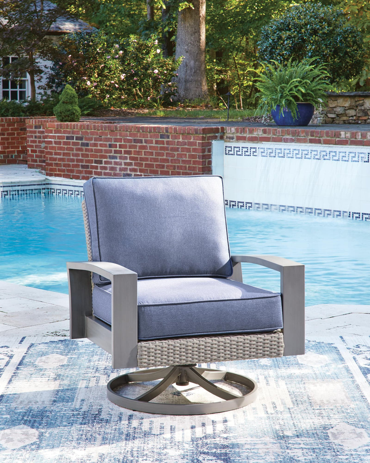Half Blue/Gray Moon Beach Outdoor Sofa with 2 Lounge Chairs — product image 9