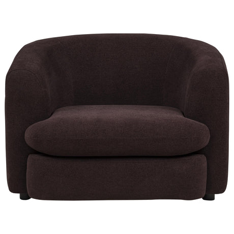 Delroy Stationary Accent Chair in Aubergine Polyester Upholstery — product image 2