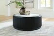 Matte Black Faux Carrara Marble Coffee Table with Casters — product view