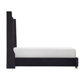 Jacklyn Black King Size Faux Leather Tufted Panel Bed Footboard and Side View