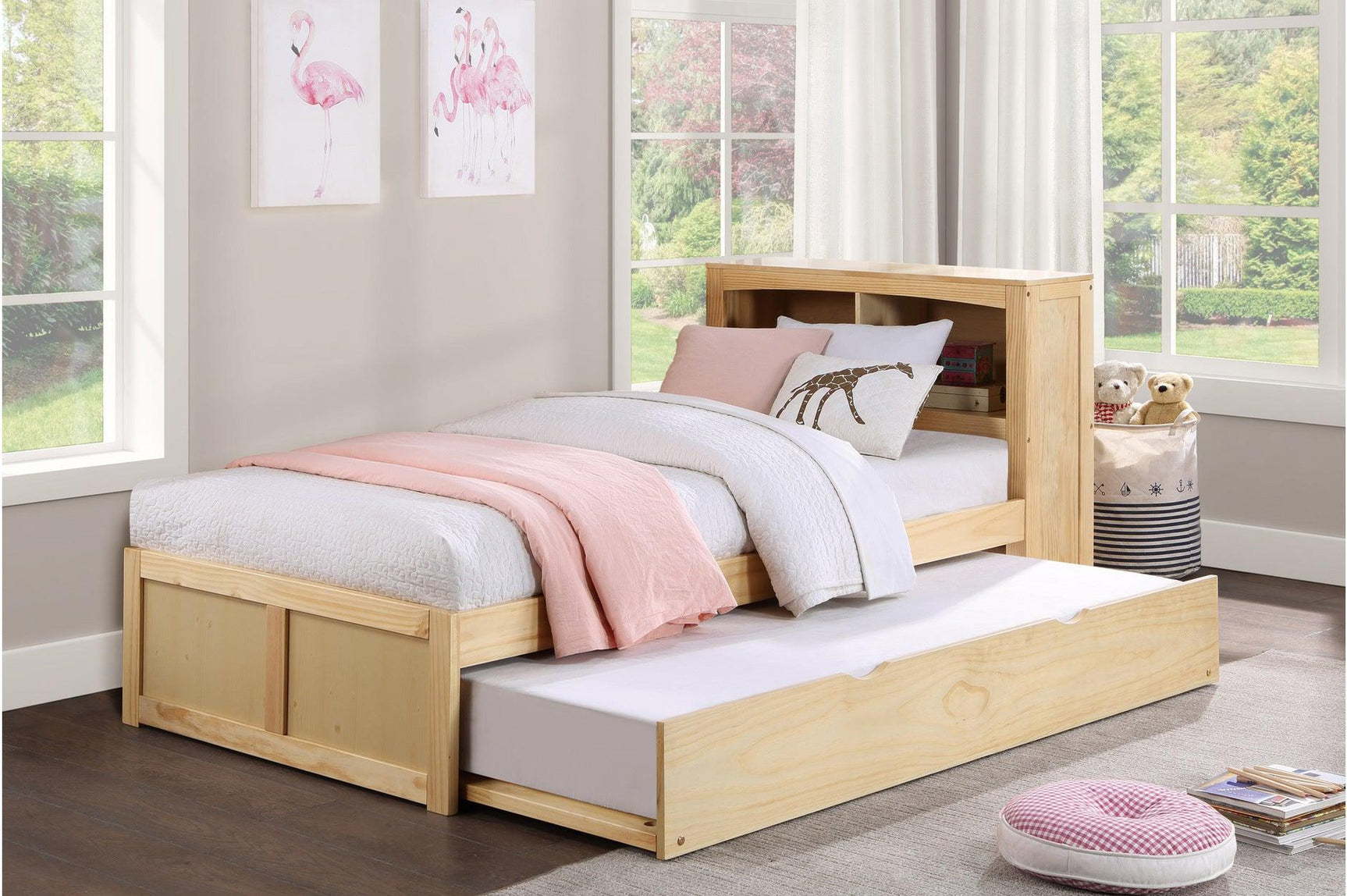 Bartly youth bedroom nightstand with natural pine finish