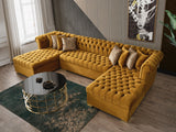 main view of Emma Mustard Velvet Double Chaise Sectional sectional sofa