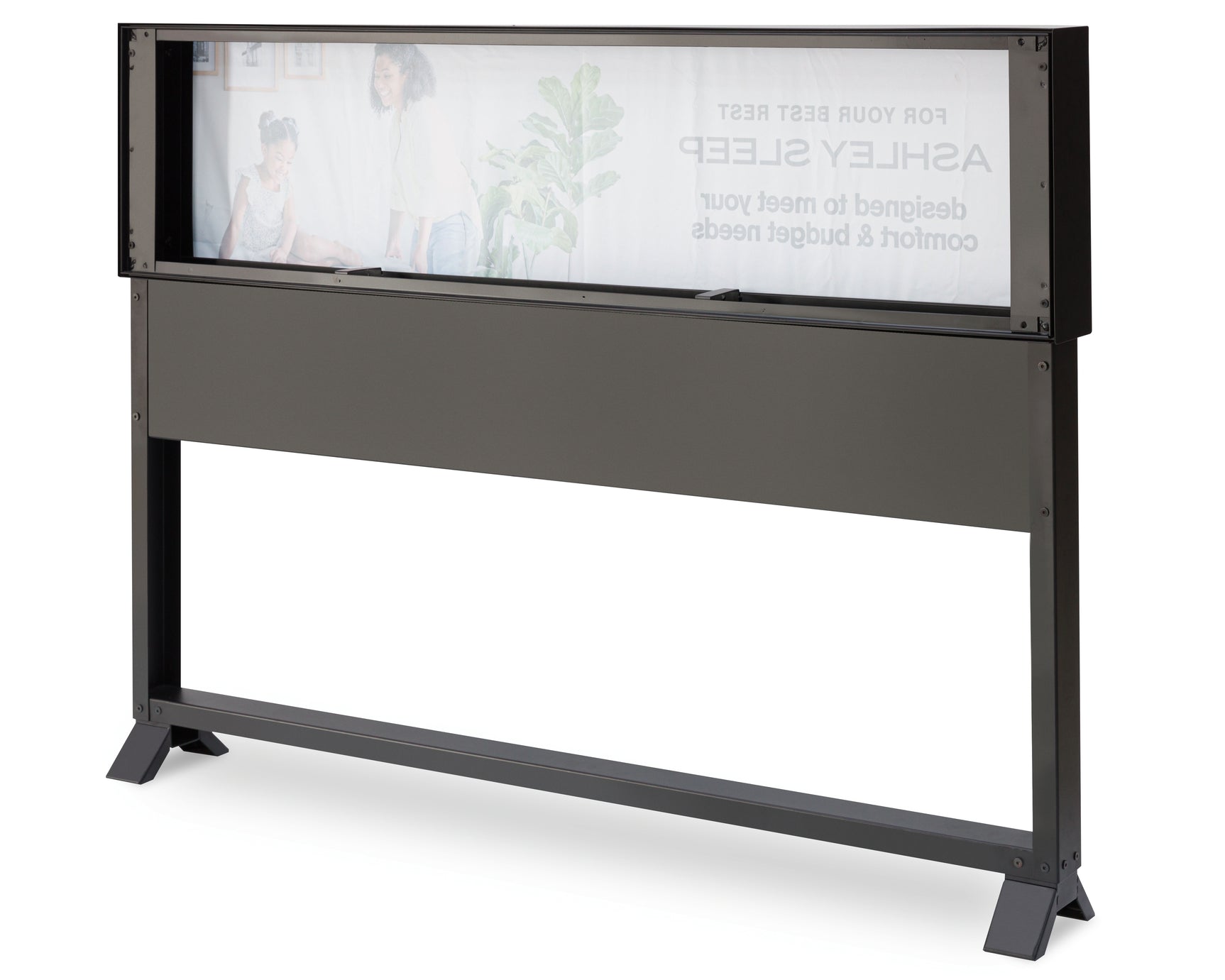 StoreDisplay black queen metal bed frame back view