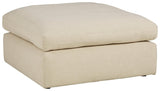 Elyza Oversized Linen Chenille Accent Ottoman front view
