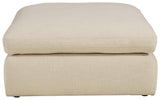 Elyza Oversized Linen Chenille Accent Ottoman close-up front view