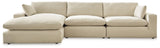 Side view of Elyza linen chenille 3-piece sectional sofa with chaise