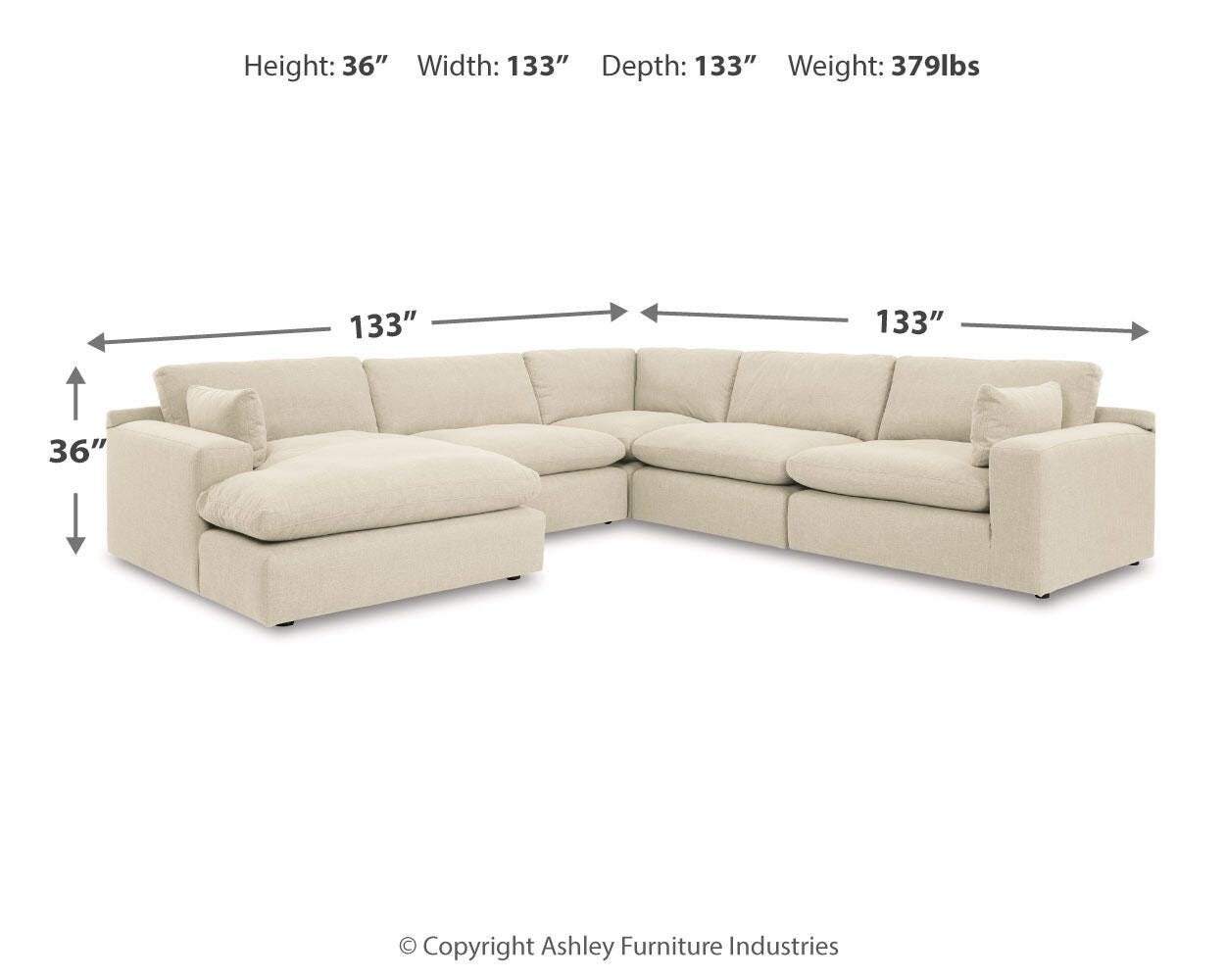 Elyza Linen 5-Piece Sectional with Ottoman - image 6