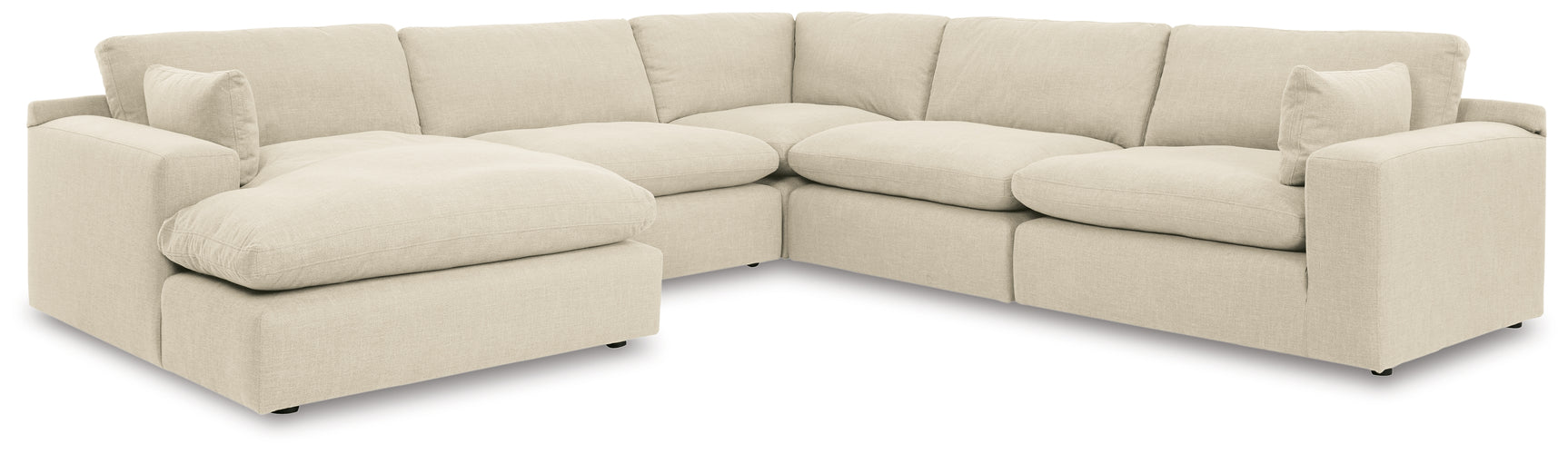 Detail of linen upholstery on Elyza 5-Piece Sectional Sofa