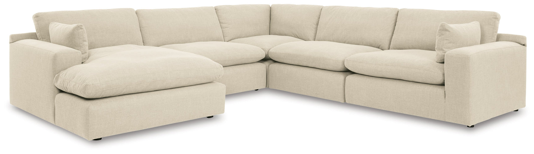 side angle of elyza linen chenille 5-piece sectional sofa with chaise