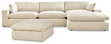 Room scene featuring Elyza Linen 3-Piece Sectional and Ottoman