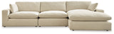 side view of Elyza Linen Chenille 3-Piece Sectional With Chaise sectional sofa
