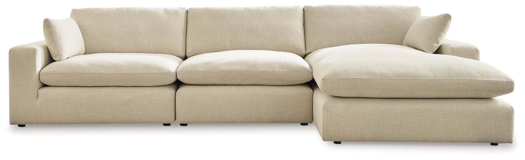 side view of Elyza Linen Chenille 3-Piece Sectional With Chaise sectional sofa