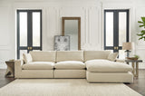 main view of Elyza Linen Chenille 3-Piece Sectional With Chaise sectional sofa