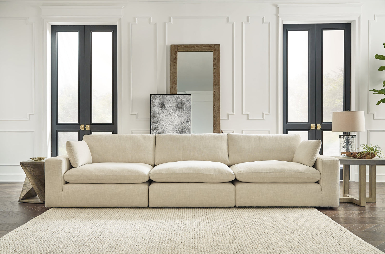 main view of Elyza Linen Chenille 3-Piece Sectional Sofa sectional sofa