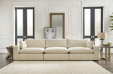 main view of linen feather fiber blend oversized sectional sofa