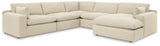 Side perspective of Elyza Linen 5-Piece Sectional Sofa