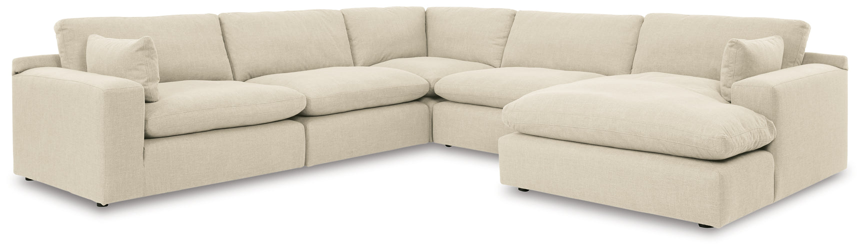 Side perspective of Elyza Linen 5-Piece Sectional Sofa