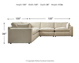 Elyza Linen Chenille 5-Piece Sectional in living room setting