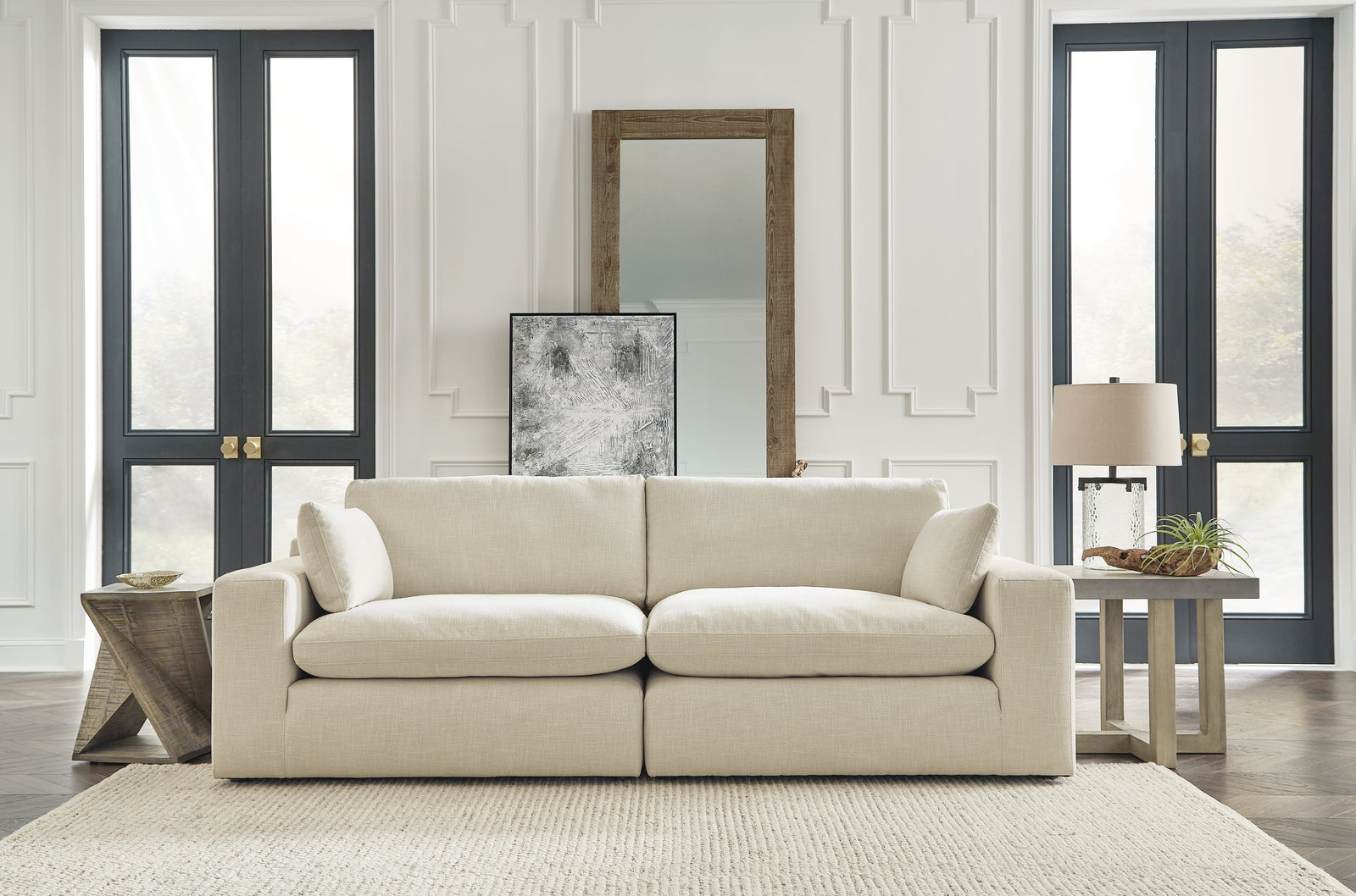 main view of Elyza Linen Chenille 2-Piece Sectional Loveseat sectional sofa