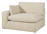 side view of linen feather fiber blend oversized sectional sofa
