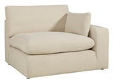 room view of linen feather fiber blend oversized sectional sofa