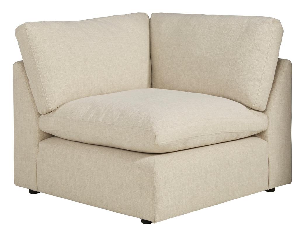 main view of linen feather fiber blend oversized sectional sofa