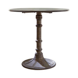 Oswego Round Bronze Bistro Dining Table - angled view showing pedestal base