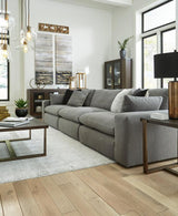 Elyza Gray Modern Contemporary Traditional Sleek Fabric Sectional Oversized, High Quality Sofaloveseat - Ella Furniture