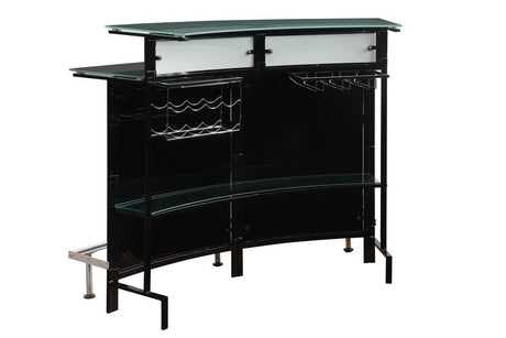 Side view of Keystone Bar Unit showing tempered glass shelf