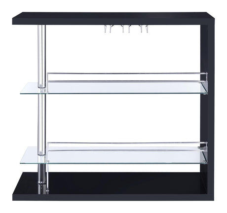 Prescott bar unit with stemware racks and guardrails