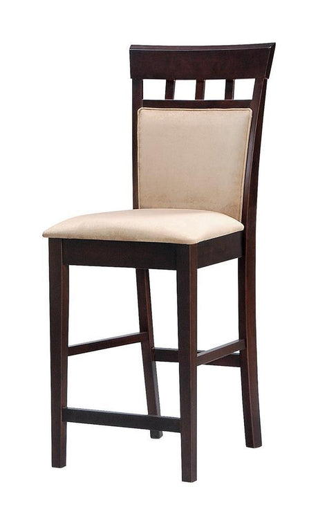 Gabriel upholstered counter height stool cappuccino and tan front view