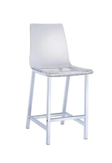 Side angle of Juelia chrome and clear acrylic counter height stool