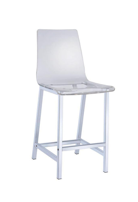 Side angle of Juelia chrome and clear acrylic counter height stool
