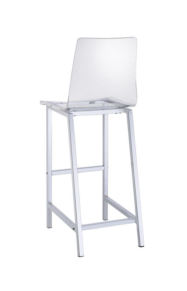 Chrome legs with plastic glides detailed view